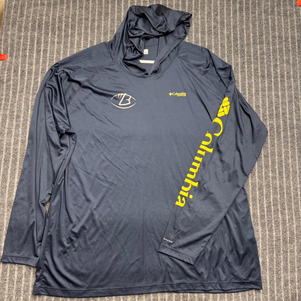 Columbia Mens PFG Hoodie 4XT Gray Terminal Tackle Fish Graphic Sun Shirt UPF 50